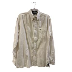 Tommy Hilfiger Mens Stretch Long Sleeve Button Down Shirt Off White Large